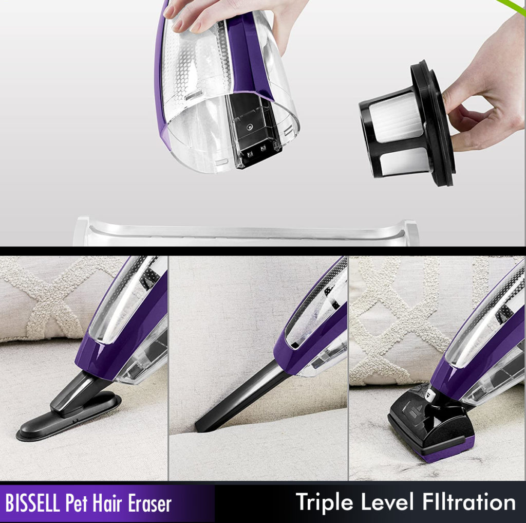 Various Brushed : BISSELL Pet Hair Eraser Lithium Ion Cordless Hand Vacuum, Purple 