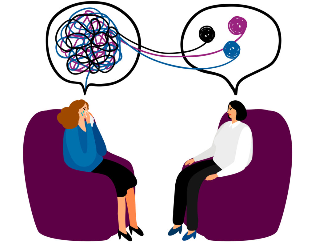 Illustration of a woman in therapy.