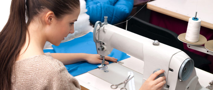 woman using an expensive sewing machine